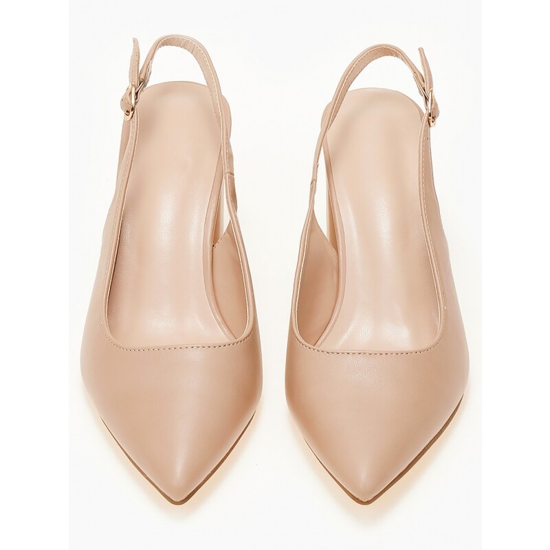 issue Open heel μυτερές γόβες με χοντρό τακούνι - Nude - 011011