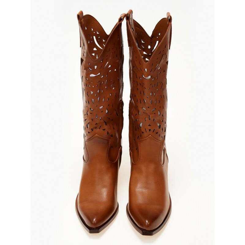 issue Μπότες cowboy με laser cut σχέδιο - Κάμελ - 024012