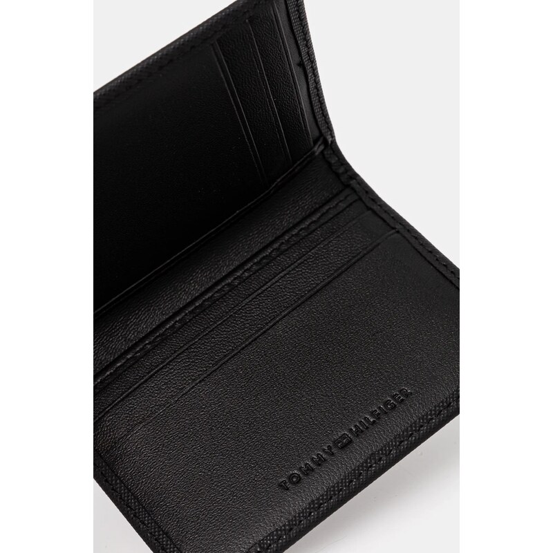 Δερμάτινη θήκη για κάρτες Tommy Hilfiger χρώμα: μαύρο, AM0AM13262