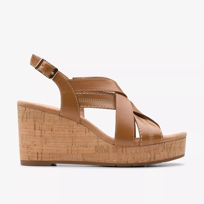 Clarks ΠΛΑΤΦΟΡΜΕΣ SABINA SLING 26181461 TAN LEATHER