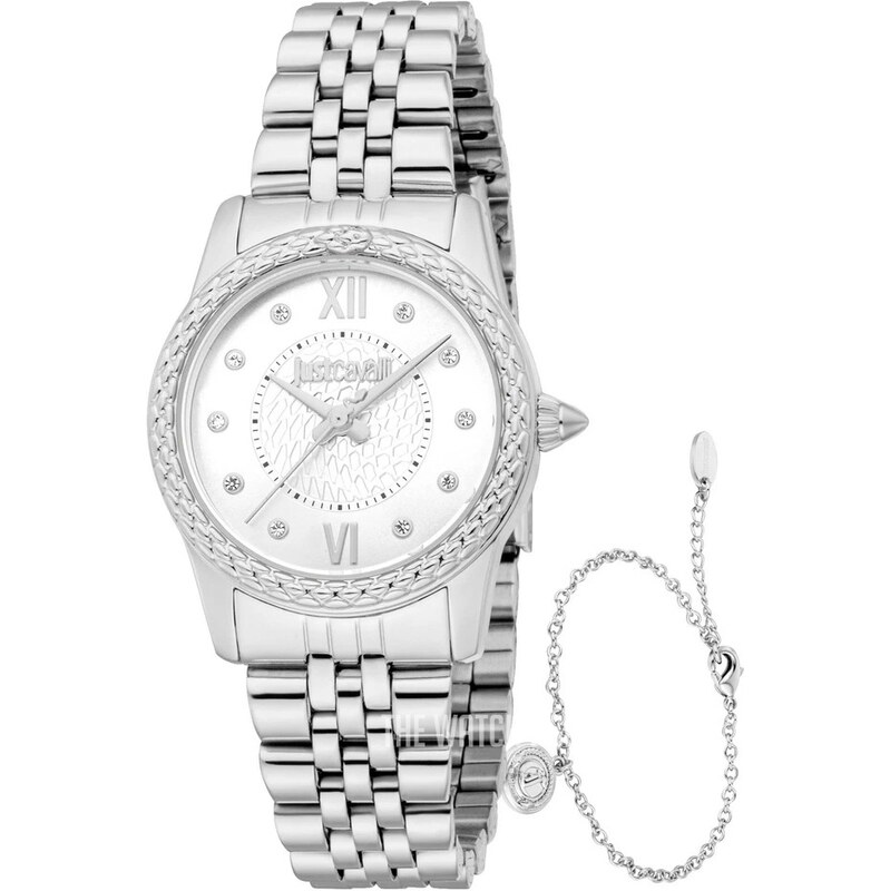 JUST CAVALLI Sublime Animalier Gift Set - JC1L360M0035, Silver case with Stainless Steel Bracelet