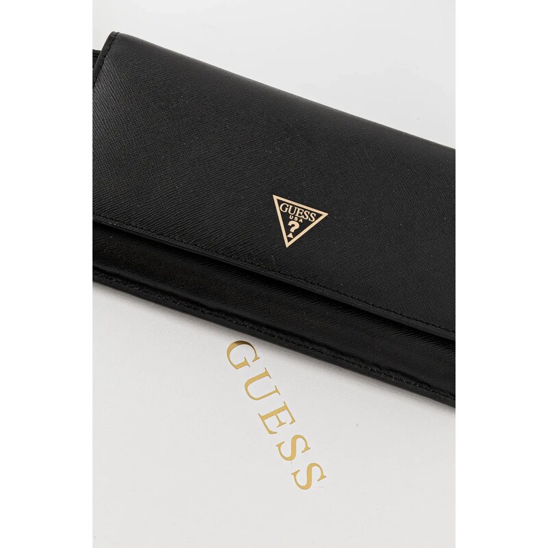 Δερμάτινη τσάντα ώμου Guess MIRIAM χρώμα: μαύρο, PW7513 P5226