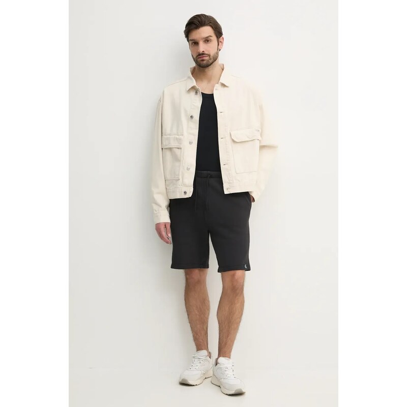 Σακάκι με λινό μείγμα Calvin Klein Jeans χρώμα: μπεζ, J30J327212