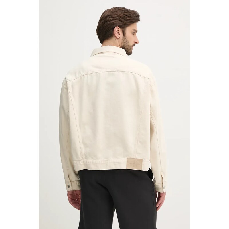 Σακάκι με λινό μείγμα Calvin Klein Jeans χρώμα: μπεζ, J30J327212