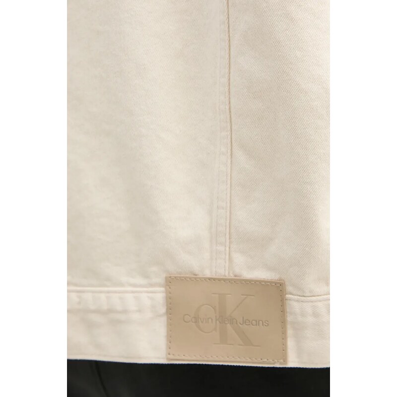 Σακάκι με λινό μείγμα Calvin Klein Jeans χρώμα: μπεζ, J30J327212