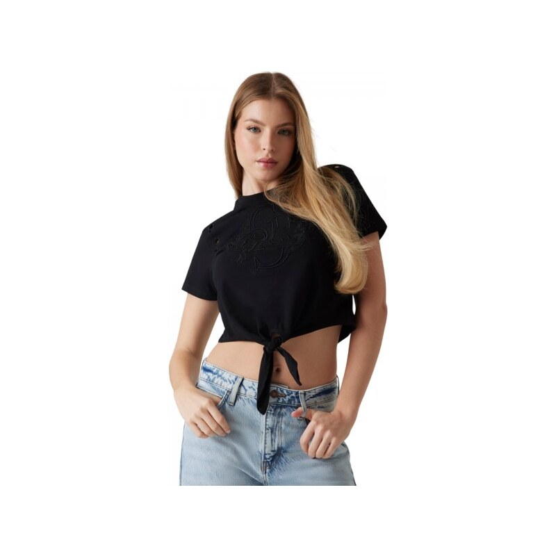 Guess CN SS EYELET TONE ON TONE TEE ΜΠΛΟΥΖΑ (W5GI18I3Z14 JBLK)