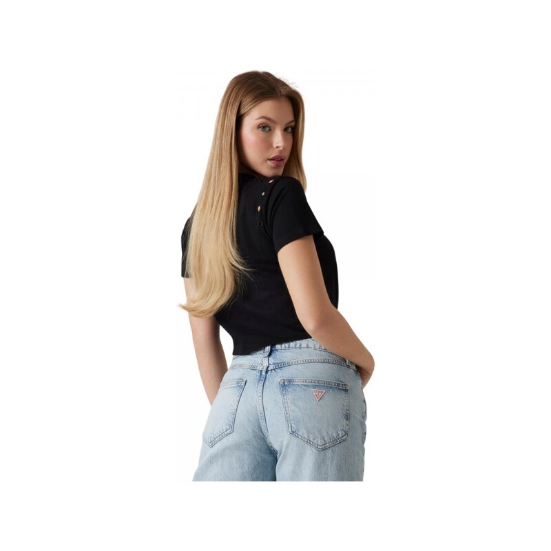 Guess CN SS EYELET TONE ON TONE TEE ΜΠΛΟΥΖΑ (W5GI18I3Z14 JBLK)