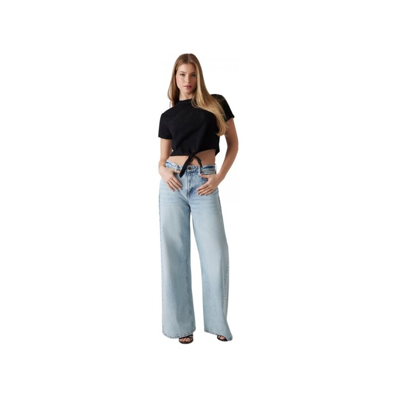 Guess CN SS EYELET TONE ON TONE TEE ΜΠΛΟΥΖΑ (W5GI18I3Z14 JBLK)
