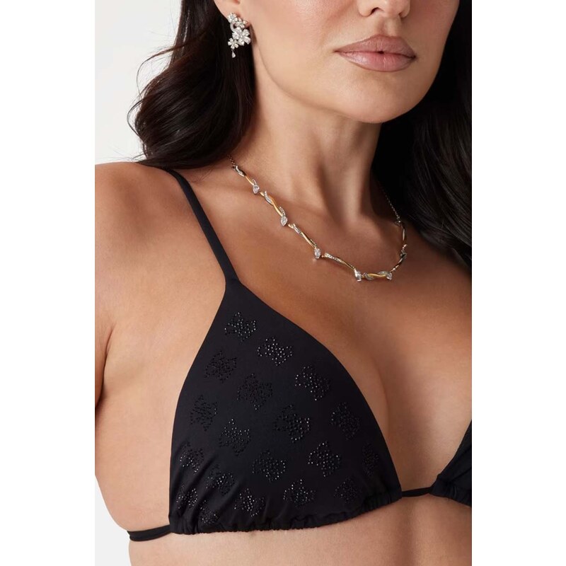 GUESS Bikini Top 4G Rhinestone Triang E5GJ13MC040 jblk jet black a996