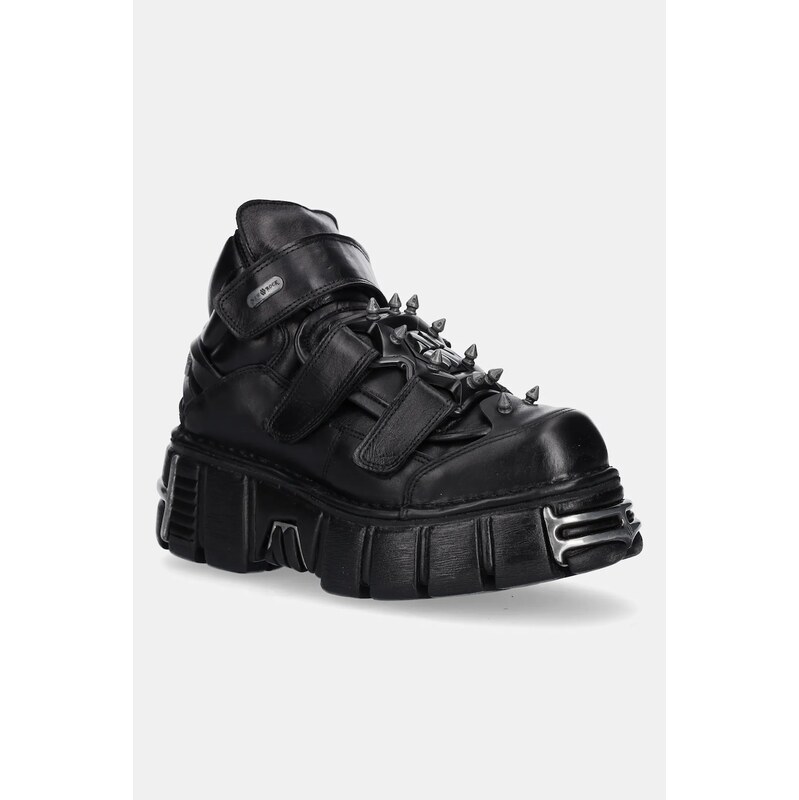 Δερμάτινα αθλητικά παπούτσια New Rock NOMADA NEGRO, TOWER NEGRO ACERO χρώμα: μαύρο, M.285C.S1