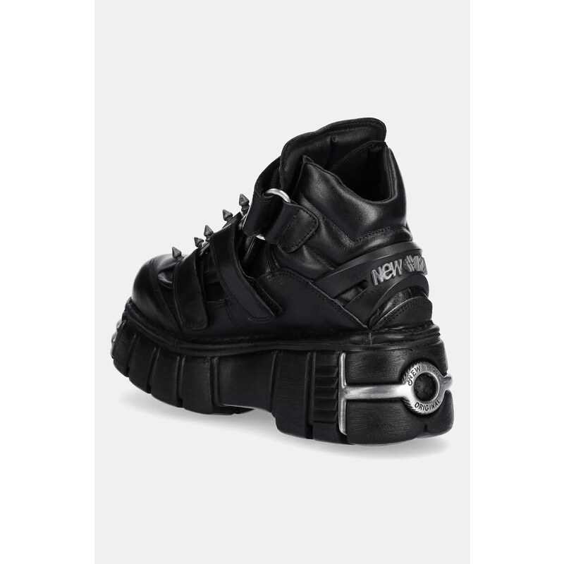 Δερμάτινα αθλητικά παπούτσια New Rock NOMADA NEGRO, TOWER NEGRO ACERO χρώμα: μαύρο, M.285C.S1