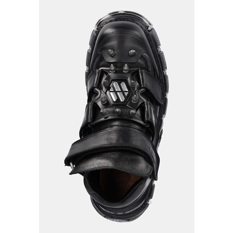 Δερμάτινα αθλητικά παπούτσια New Rock NOMADA NEGRO, TOWER NEGRO ACERO χρώμα: μαύρο, M.285C.S1