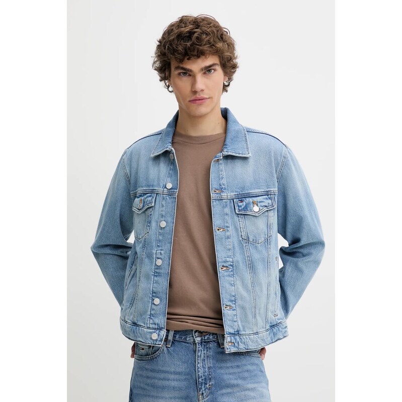 Τζιν μπουφάν Tommy Jeans χρώμα: μπλε, DM0DM21916