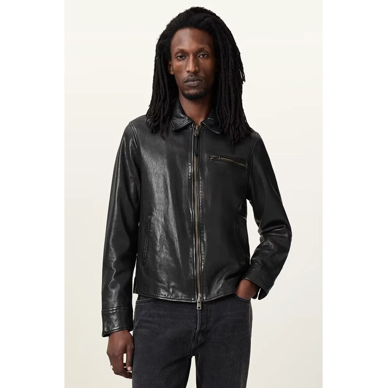 Δερμάτινο μπουφάν AllSaints MILLER χρώμα: μαύρο, M009LA