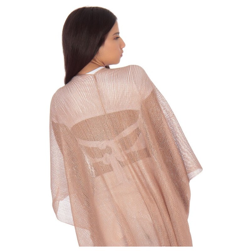 Silia D Bronze Midi Καφτάνι με Μεταλλική Πλέξη και Κρόσσια