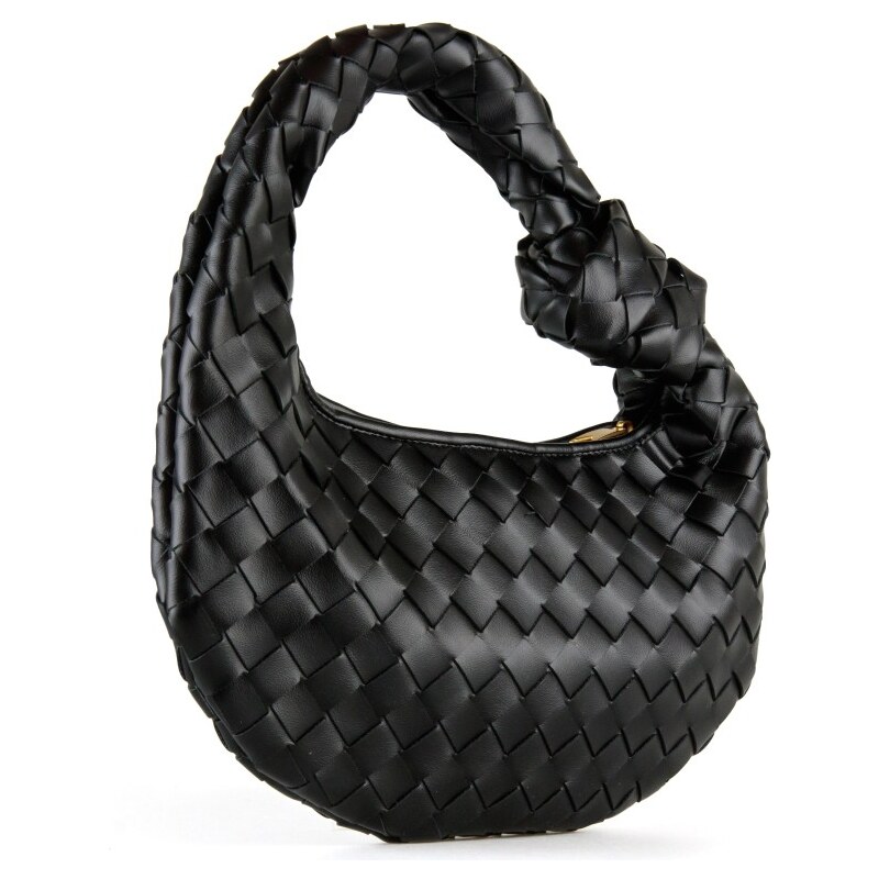 Coco's Bags Μαύρο Τσαντάκι Χειρός με Πλεκτό Σχέδιο