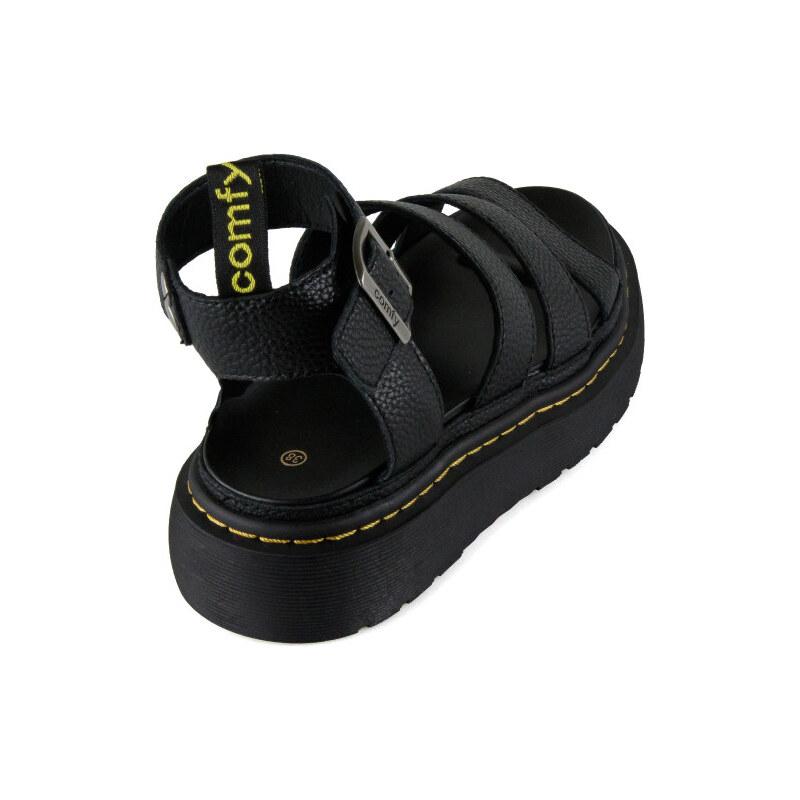 Silia D Μαύρο Gladiator Flatform Σανδάλι