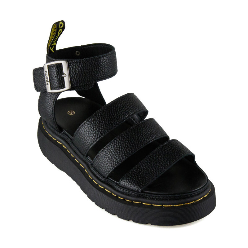 Silia D Μαύρο Gladiator Flatform Σανδάλι