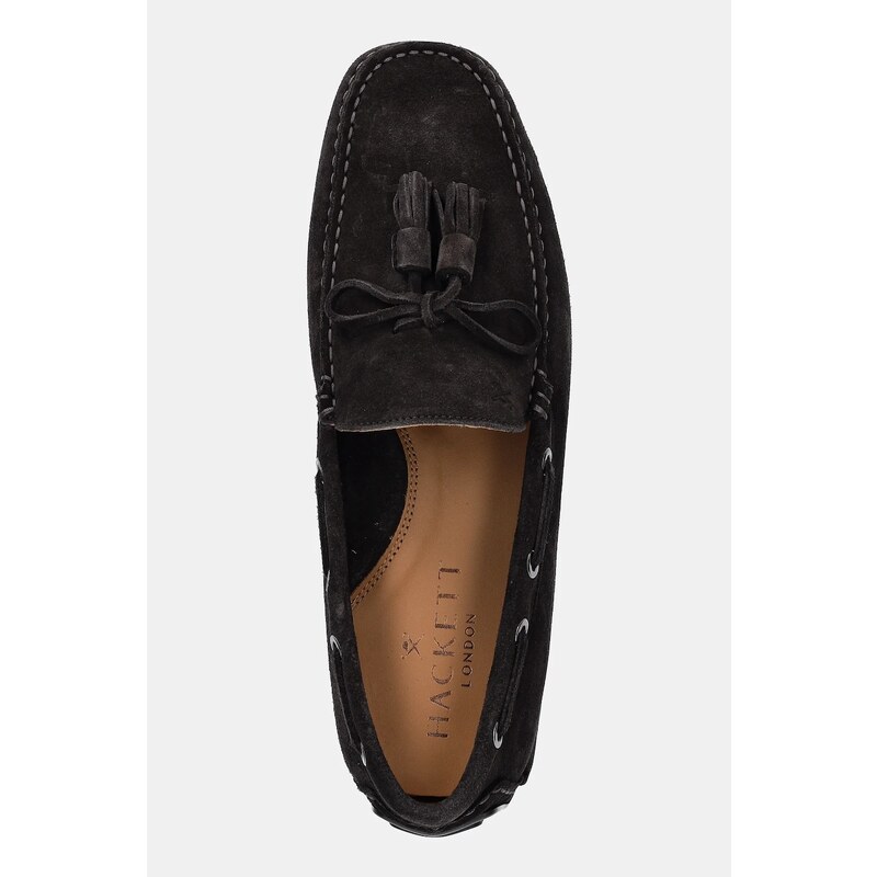 Μοκασίνια σουέτ Hackett London DRIVER TASSEL ανδρικά, χρώμα: καφέ, HMS21486