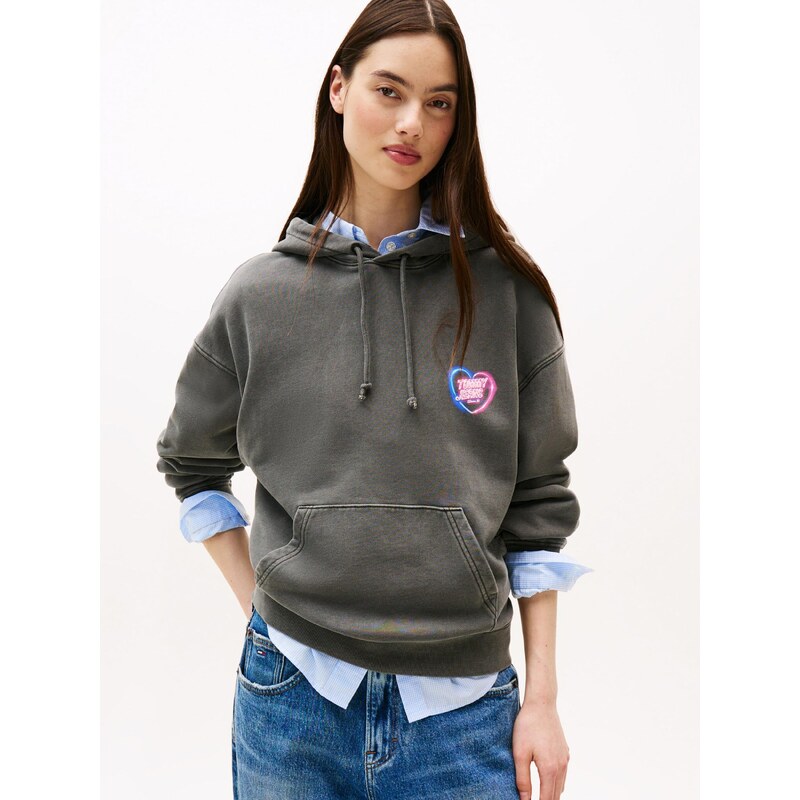 Tommy Jeans Μπλούζα φούτερ μπλε νέον / ροζ νέον / μαύρο / λευκό