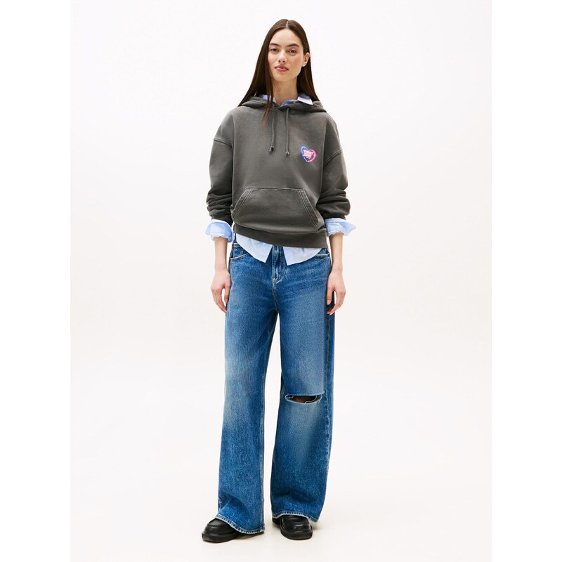 Tommy Jeans Μπλούζα φούτερ μπλε νέον / ροζ νέον / μαύρο / λευκό