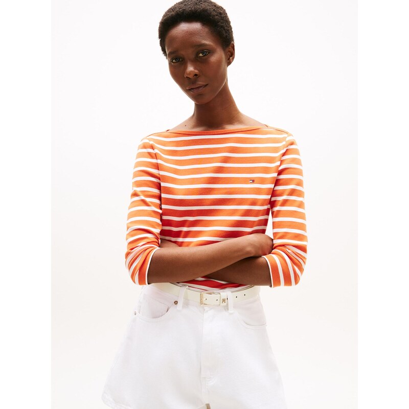 TOMMY HILFIGER Μπλουζάκι 'New Cody' πορτοκαλί / λευκό