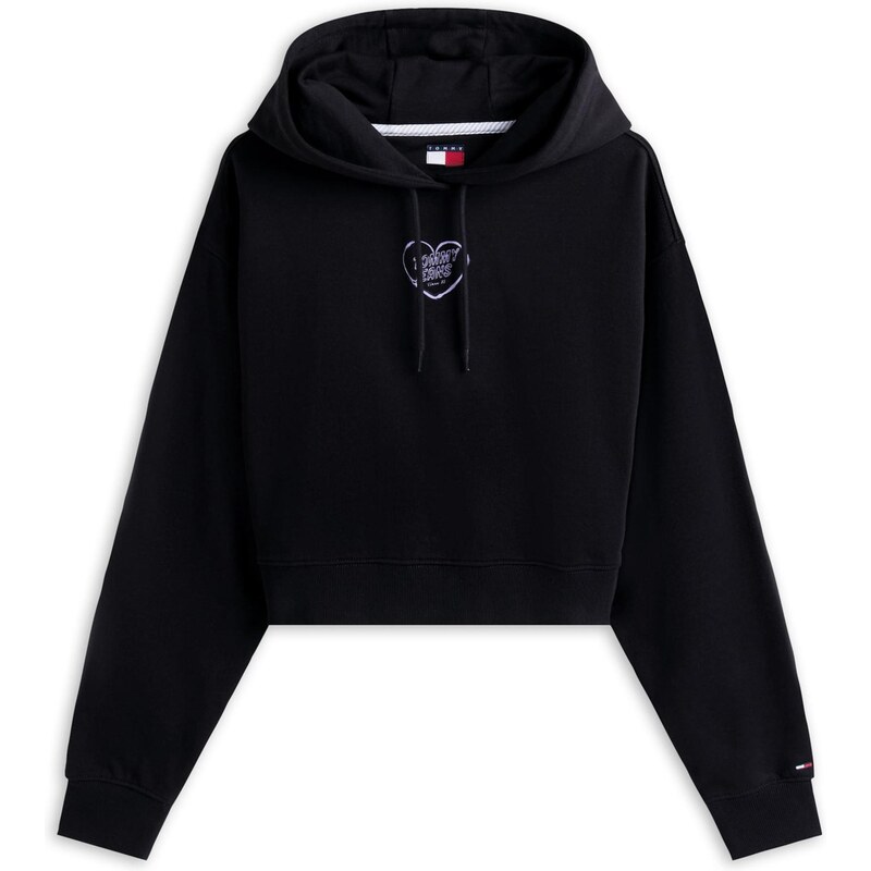 Tommy Jeans Μπλούζα φούτερ 'HEART' ανοικτό λιλά / μαύρο