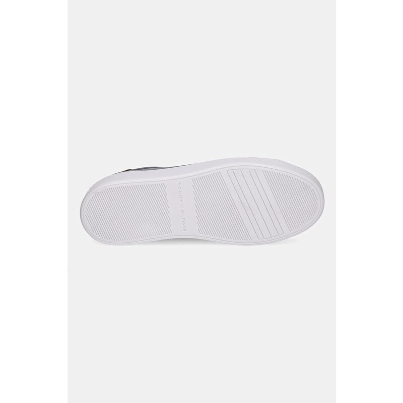 Δερμάτινα αθλητικά παπούτσια Tommy Hilfiger ESSENTIAL PLATFORM COURT SNEAKER χρώμα: μαύρο, FW0FW08756