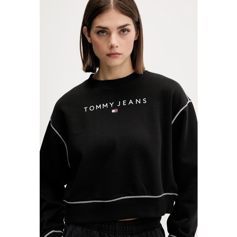 Μπλούζα Tommy Jeans χρώμα: μαύρο, DW0DW21587