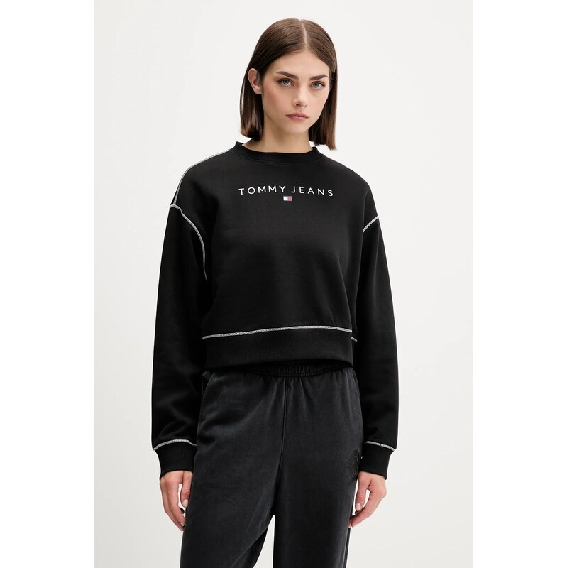 Μπλούζα Tommy Jeans χρώμα: μαύρο, DW0DW21587