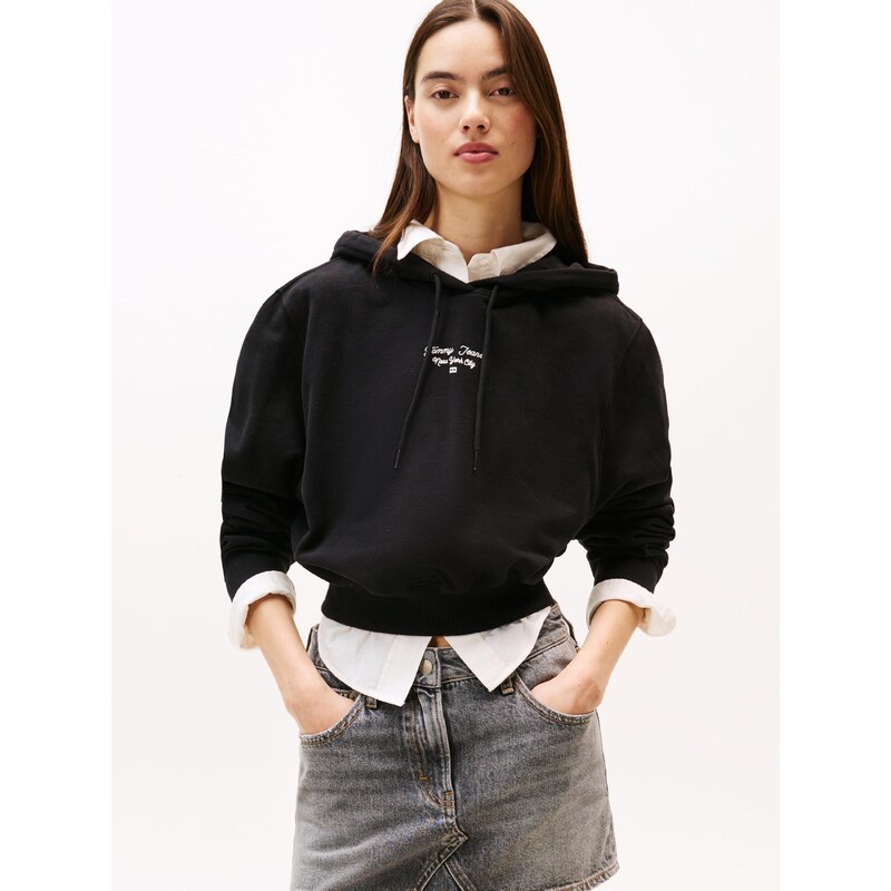 Tommy Jeans Μπλούζα φούτερ 'ESSENTIAL' μαύρο / λευκό