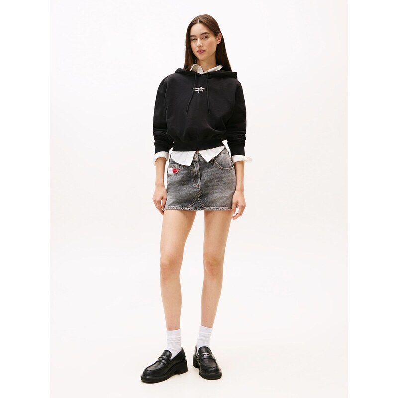 Tommy Jeans Μπλούζα φούτερ 'ESSENTIAL' μαύρο / λευκό