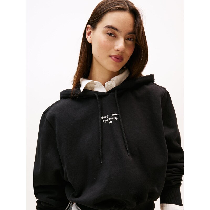 Tommy Jeans Μπλούζα φούτερ 'ESSENTIAL' μαύρο / λευκό