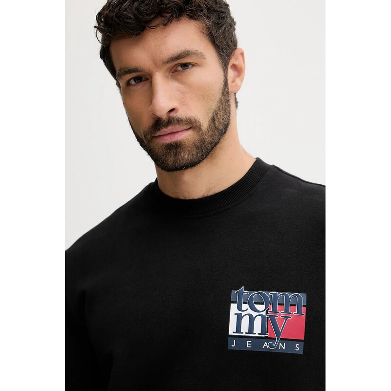 Βαμβακερή μπλούζα Tommy Jeans χρώμα: μαύρο, DM0DM22093