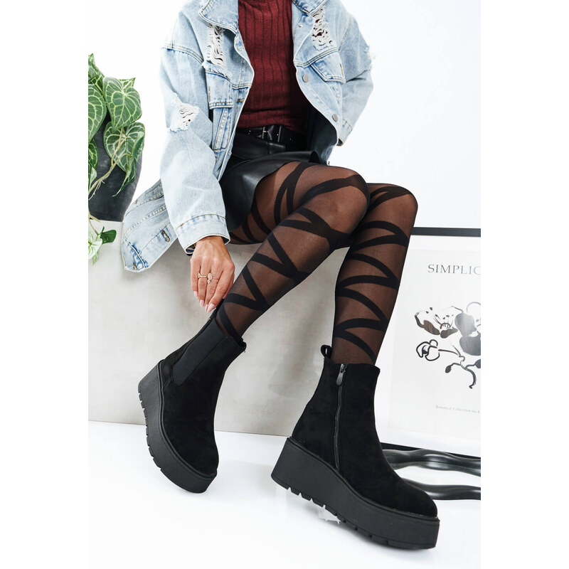 Ligglo Μαύρα Μποτάκια Flatform με Ελαστικά Πλαϊνά