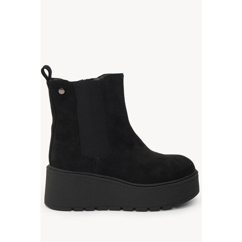 Ligglo Μαύρα Μποτάκια Flatform με Ελαστικά Πλαϊνά