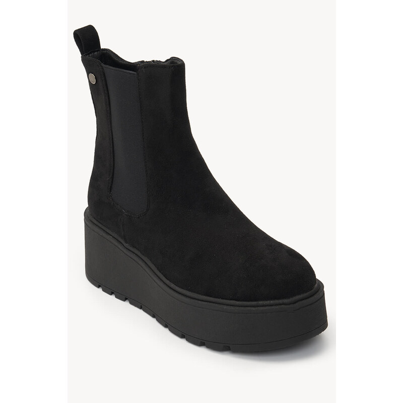 Ligglo Μαύρα Μποτάκια Flatform με Ελαστικά Πλαϊνά