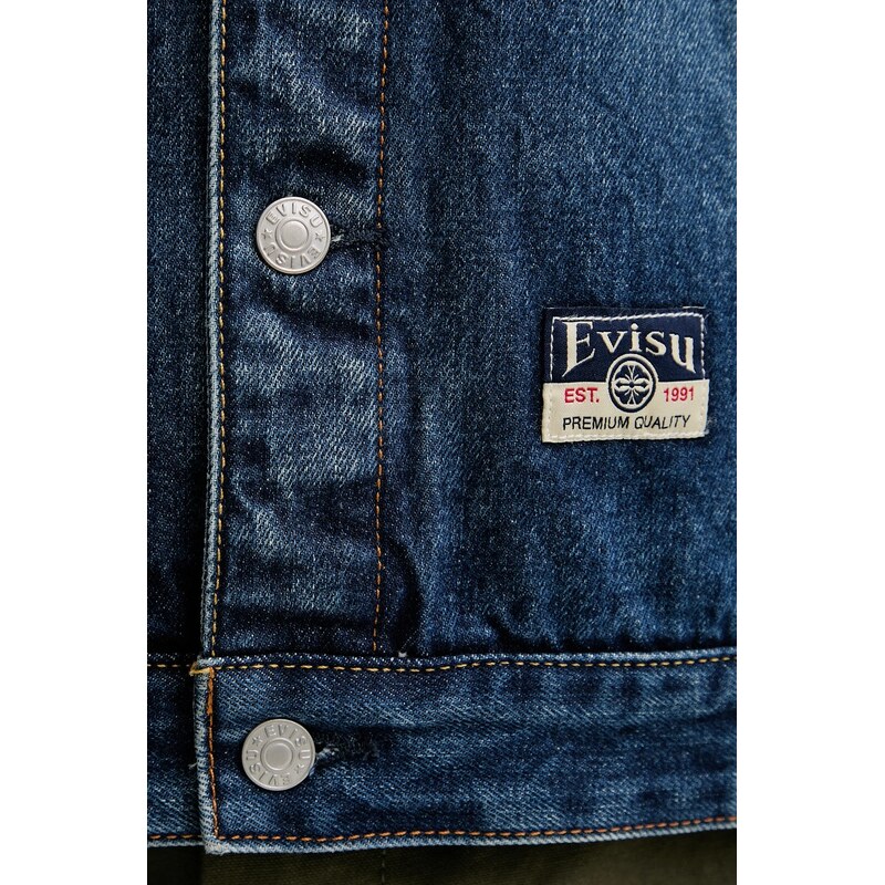 Τζιν μπουφάν Evisu Sheridan Daicock Printed ανδρικό, χρώμα: ναυτικό μπλε, 2EAHTM4SJ1015