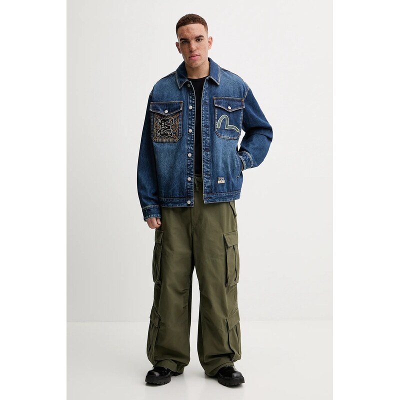 Τζιν μπουφάν Evisu Sheridan Daicock Printed ανδρικό, χρώμα: ναυτικό μπλε, 2EAHTM4SJ1015