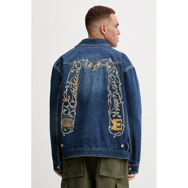 Τζιν μπουφάν Evisu Sheridan Daicock Printed ανδρικό, χρώμα: ναυτικό μπλε, 2EAHTM4SJ1015