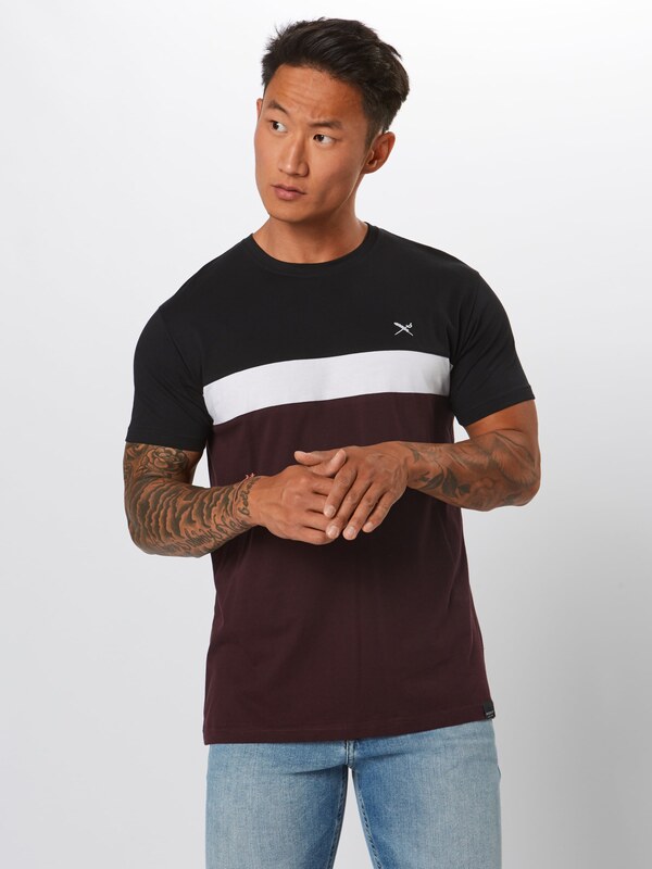 Iriedaily Μπλουζάκι 'Court' κόκκινο κρασί / μαύρο / λευκό