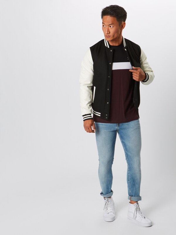 Iriedaily Μπλουζάκι 'Court' κόκκινο κρασί / μαύρο / λευκό