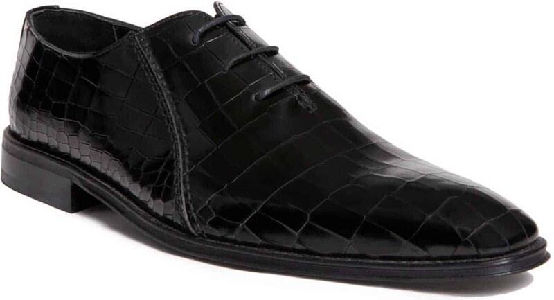 Fenomilano Ανδρικά Δερμάτινα Κλασσικά Χειροποίητα Δετά Παπούτσια Μαύρο Γυαλιστερό χρώμα (1203 Black)