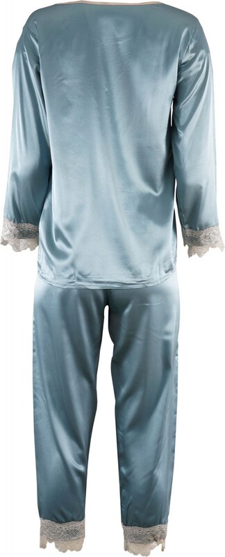 gsecret Σετ saten γυναικεία πυζάμα μακρύ μανίκι λεπτομέρειες δαντέλας. ΣΙΕΛ