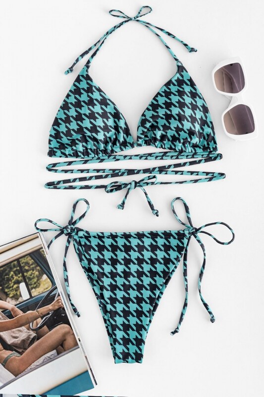 DeCoro Μαγιό Μπικίνι Τριγωνάκι με Σχέδια και Κορδόνια - ΒΕΡΑΜΑΝ