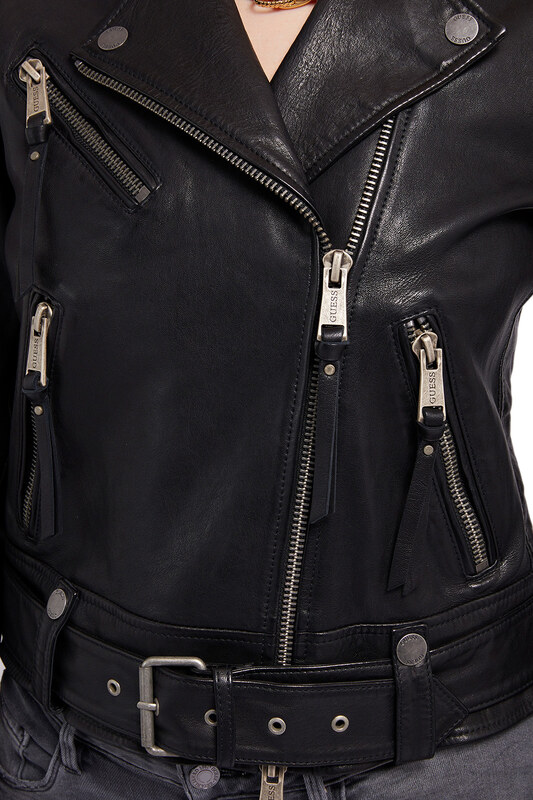 GUESS 'CAMILLE' ΔΕΡΜΑΤΙΝΟ BIKER JACKET ΓΥΝΑΙΚEIO W2YL16L0QN0-JBLK