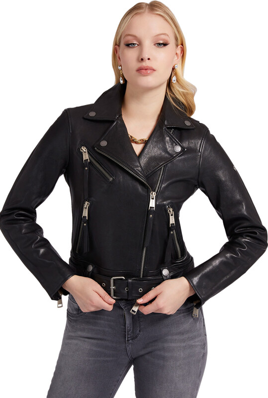 GUESS 'CAMILLE' ΔΕΡΜΑΤΙΝΟ BIKER JACKET ΓΥΝΑΙΚEIO W2YL16L0QN0-JBLK