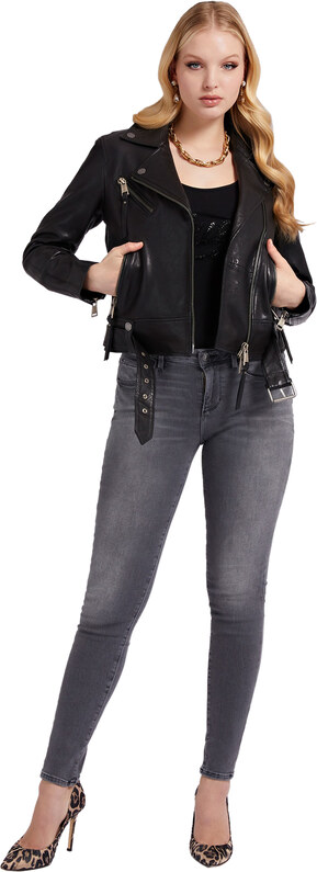 GUESS 'CAMILLE' ΔΕΡΜΑΤΙΝΟ BIKER JACKET ΓΥΝΑΙΚEIO W2YL16L0QN0-JBLK