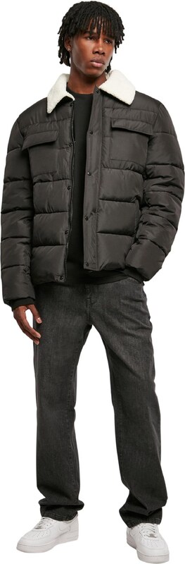 Urban Classics Χειμερινό μπουφάν ανθρακί / λευκό