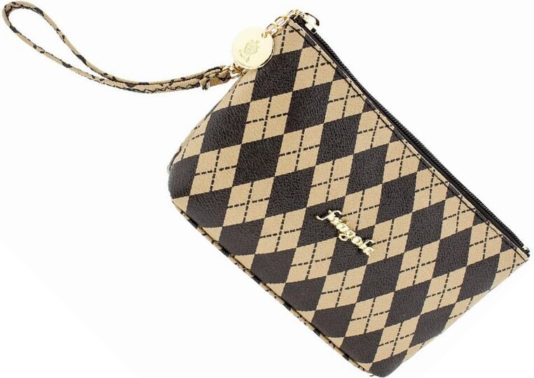 Fragola Πορτοφόλι Γυναικείο μεσαίο μέγεθος PC014-BEIGE SQUARES